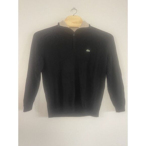 Lacoste Men's Mock Neck Solid Quarter-Zip   Sweater‎ Size 6 XL Elbow Patches - Picture 1 of 8